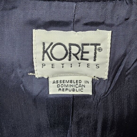 Koret Petites Jacket & Skirt Navy 2-Piece Suit Wool Blend Full Lined Good Size 6 - Picture 3 of 14